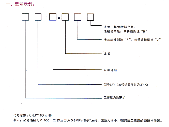 <strong>鉸鏈波紋補(bǔ)償器（JY）型號(hào)示例</strong>